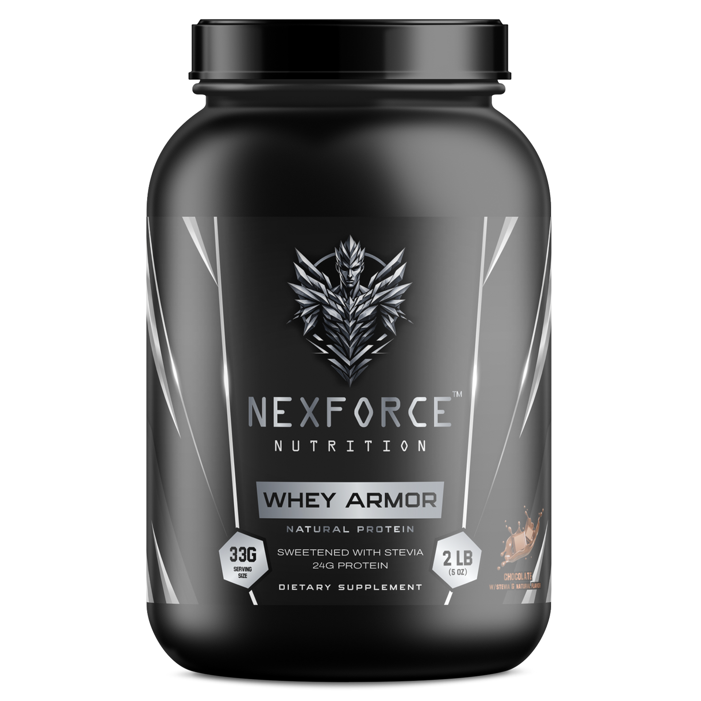 2lb Whey Armor Natural Protein Chocolate w/Stevia & Natural Flavor Non - GMO